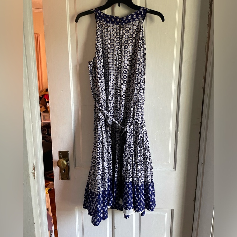 Boden Blue and White Printed Sleeveless Dress - Picture 2 of 3